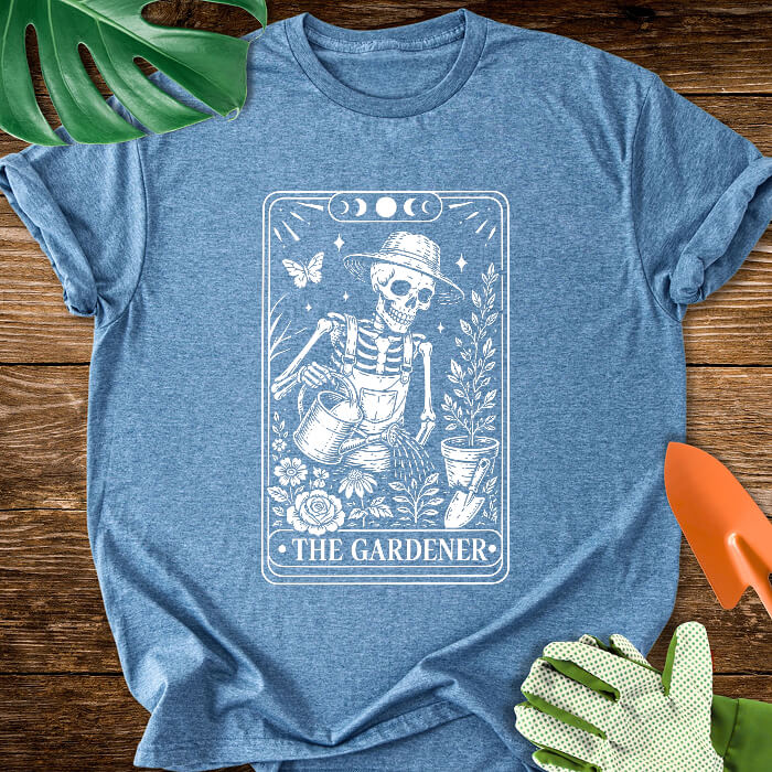 The Gardener Skeleton Tarot Card T-Shirt