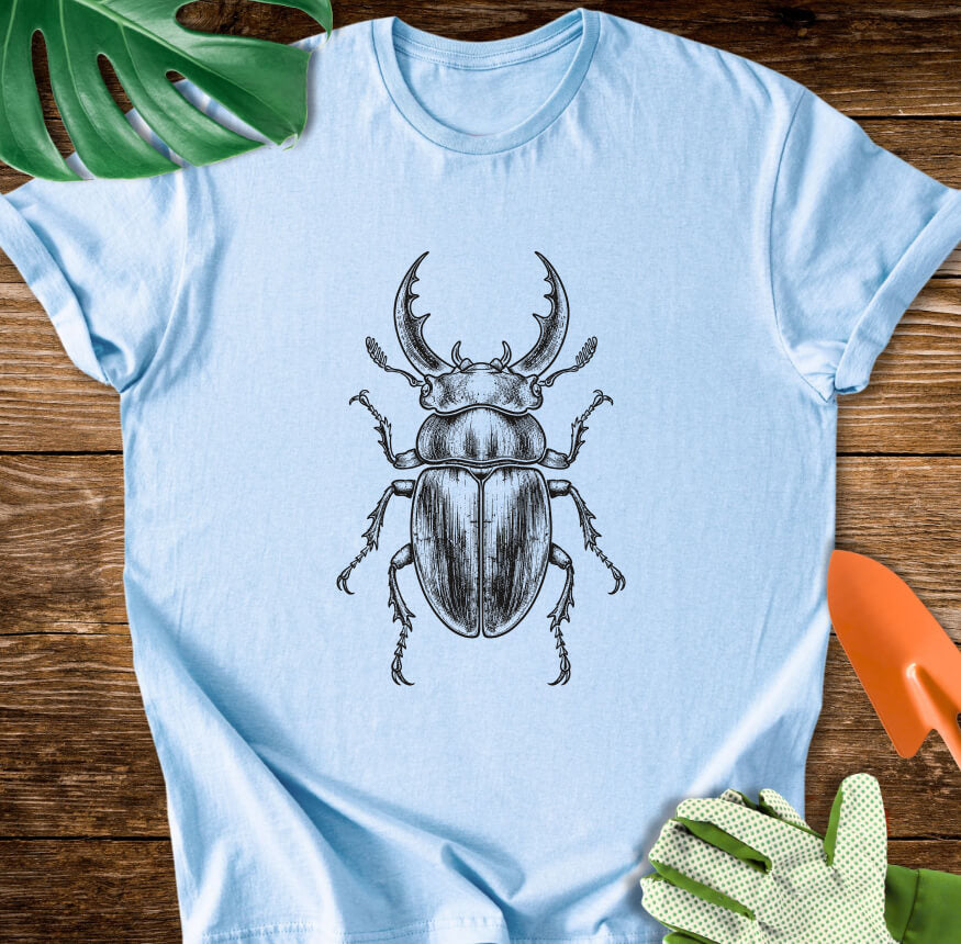 Stag Beetle – Vintage Engraving Line Art T-Shirt