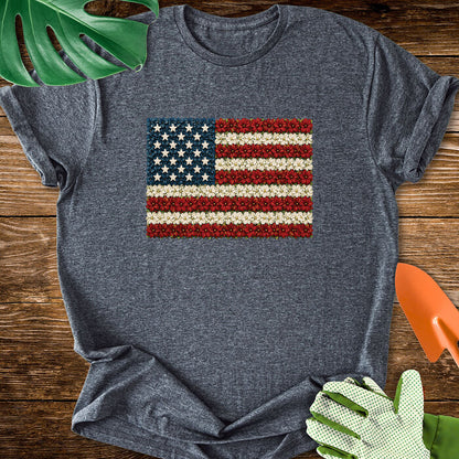 Floral American Flag Plant Lover T-Shirt