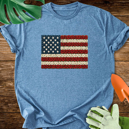 Floral American Flag Plant Lover T-Shirt