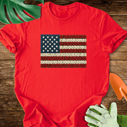 Floral American Flag Plant Lover T-Shirt