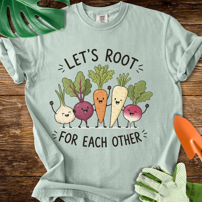 Let's Root For Each Other Cute Root Vegetable Friends T-Shirt | Comfort Colors