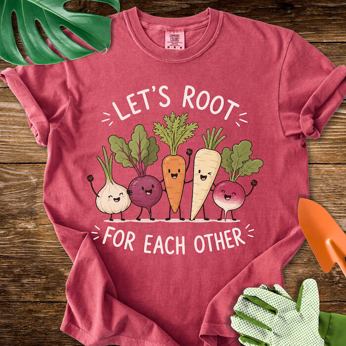 Let's Root For Each Other Cute Root Vegetable Friends T-Shirt | Comfort Colors