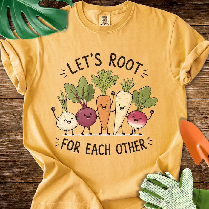 Let's Root For Each Other Cute Root Vegetable Friends T-Shirt | Comfort Colors