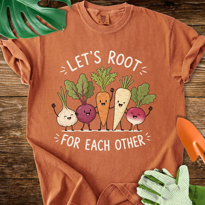 Let's Root For Each Other Cute Root Vegetable Friends T-Shirt | Comfort Colors