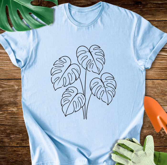 Minimalist Monstera Plant Art T-Shirt