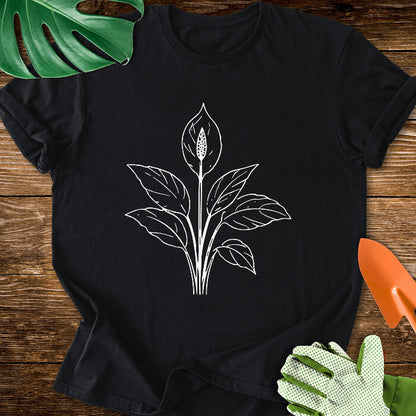 Minimalist Peace Lily Plant Art T-Shirt