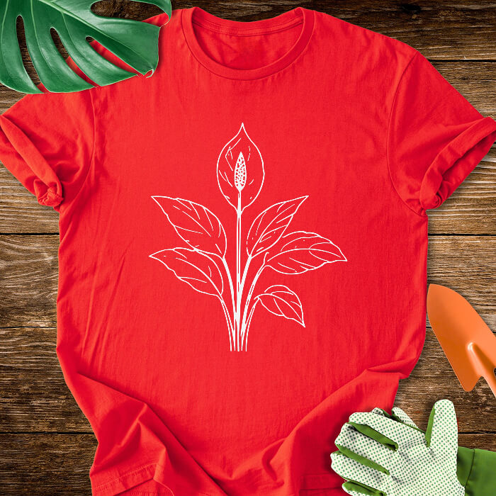 Minimalist Peace Lily Plant Art T-Shirt