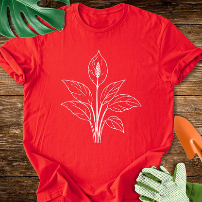 Minimalist Peace Lily Plant Art T-Shirt