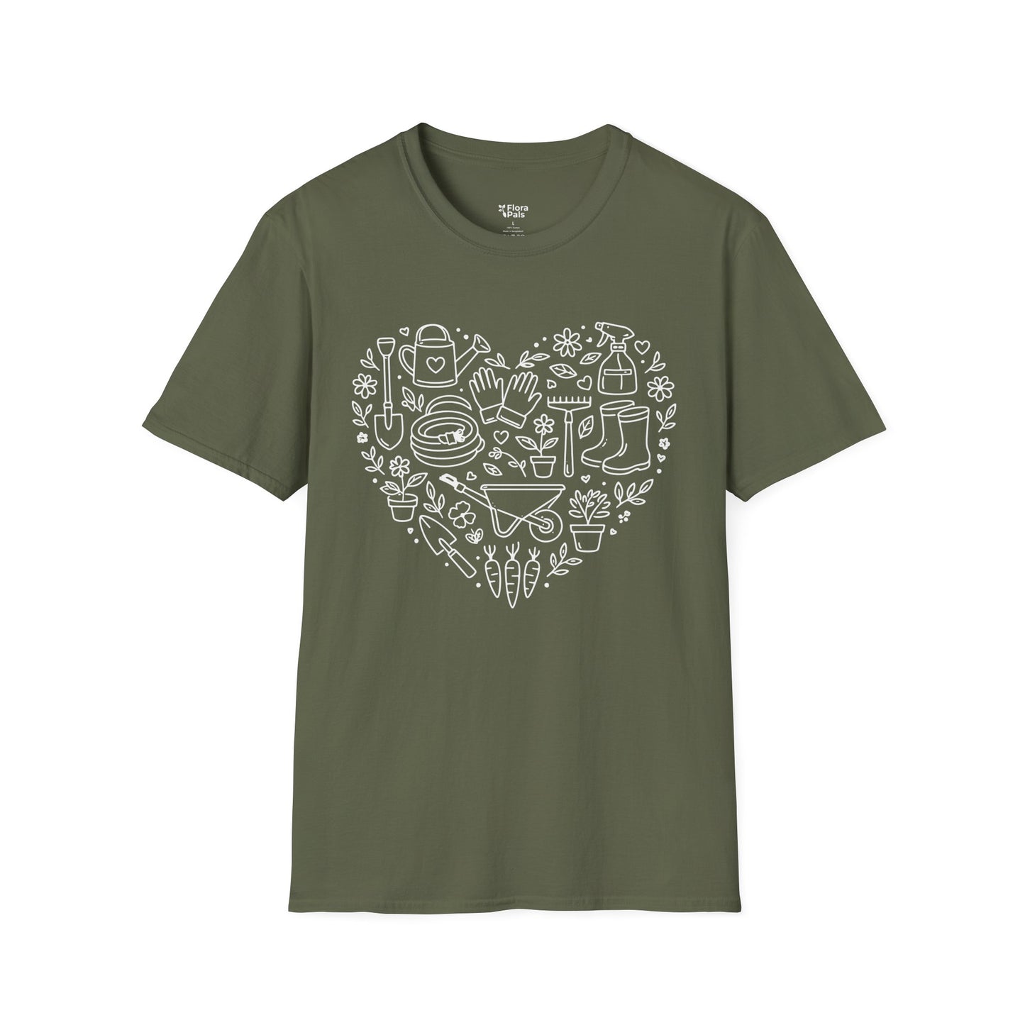 Gardening Tools Heart Line Art T-Shirt