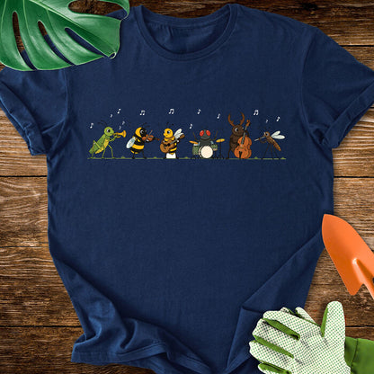 Bug Band  Funny Garden Insects Playing Music Cartoon T-Shirt