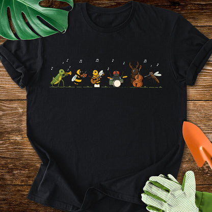Bug Band  Funny Garden Insects Playing Music Cartoon T-Shirt