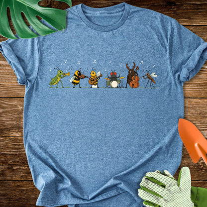 Bug Band  Funny Garden Insects Playing Music Cartoon T-Shirt