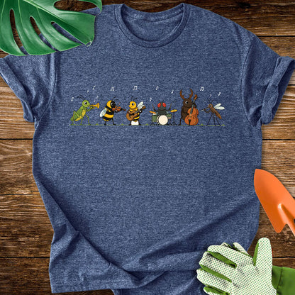 Bug Band  Funny Garden Insects Playing Music Cartoon T-Shirt