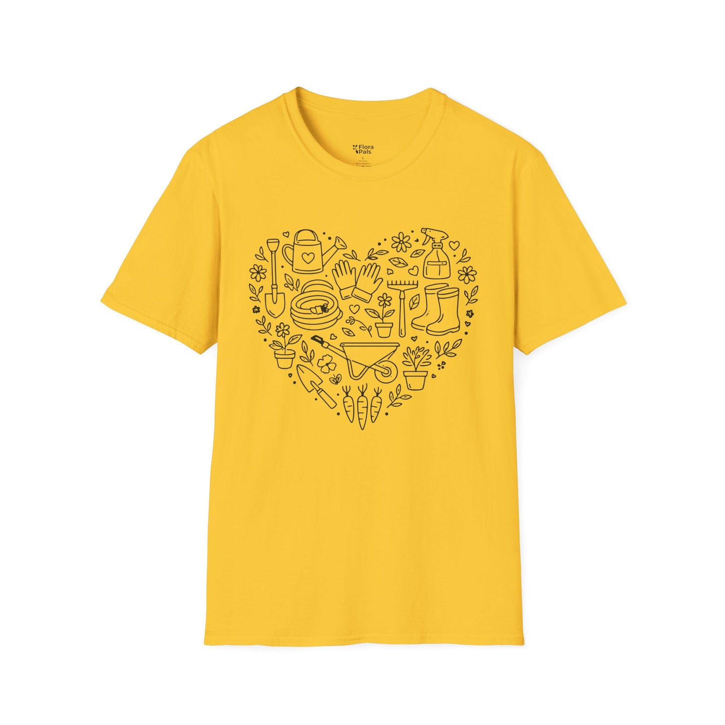 Gardening Tools Heart Line Art T-Shirt