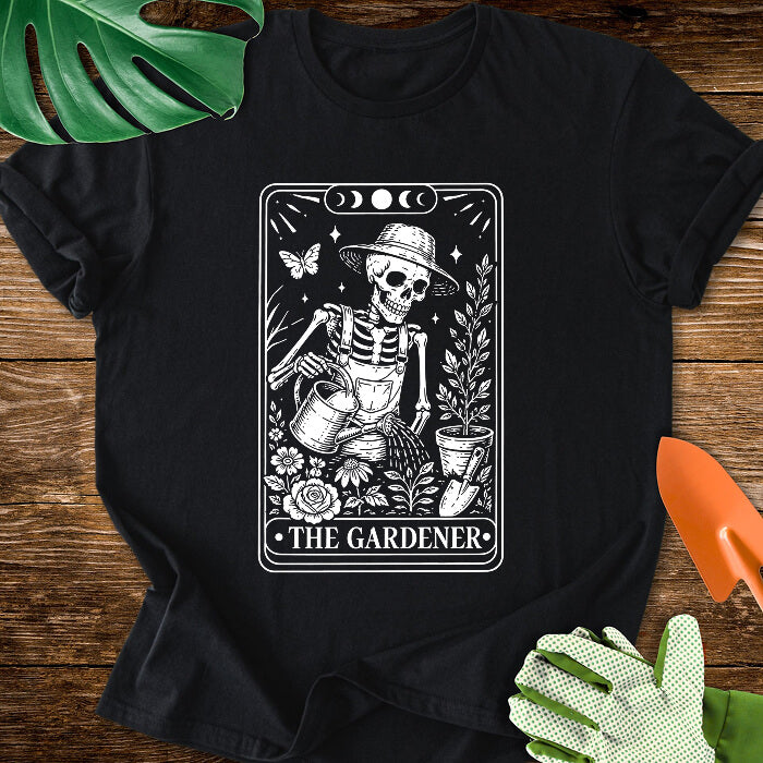 The Gardener Skeleton Tarot Card T-Shirt