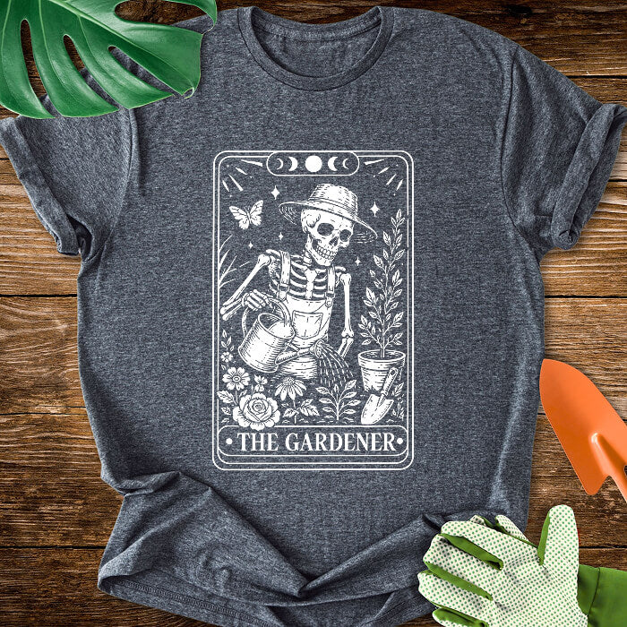The Gardener Skeleton Tarot Card T-Shirt