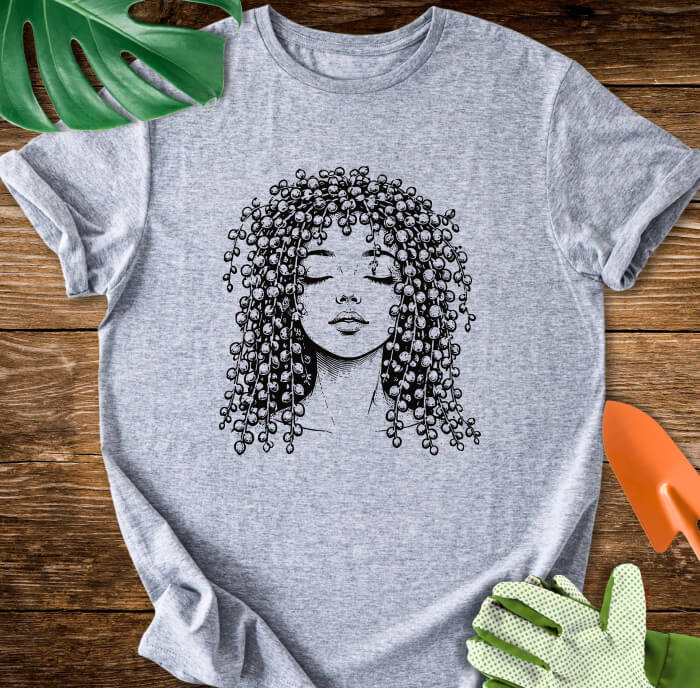 Woman with String of Pearls Hair T-Shirt
