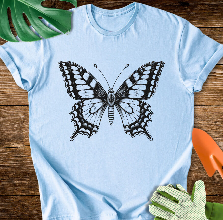 Butterfly – Vintage Engraving Line Art T-Shirt