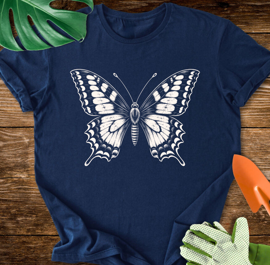 Butterfly – Vintage Engraving Line Art T-Shirt