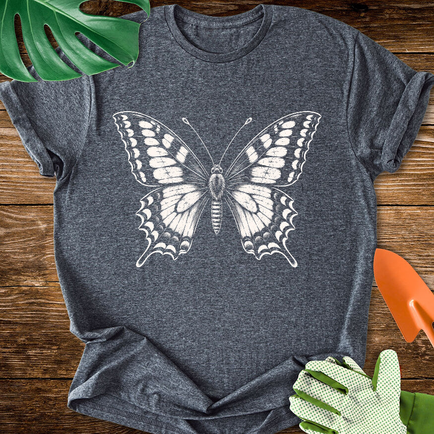 Butterfly – Vintage Engraving Line Art T-Shirt