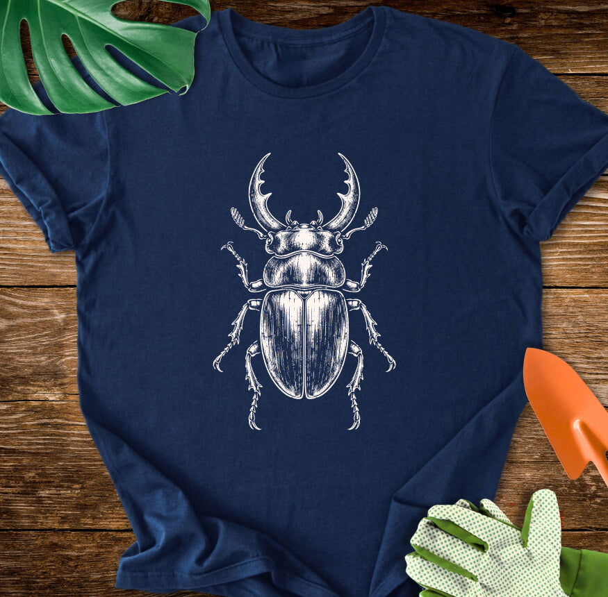 Stag Beetle – Vintage Engraving Line Art T-Shirt