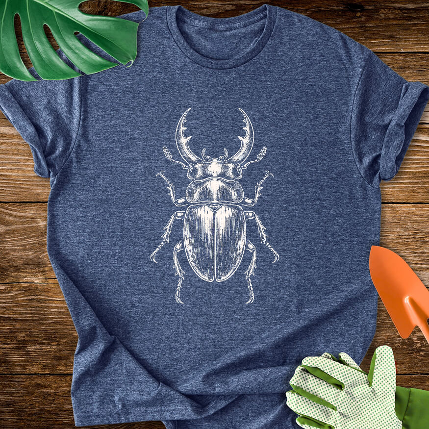 Stag Beetle – Vintage Engraving Line Art T-Shirt