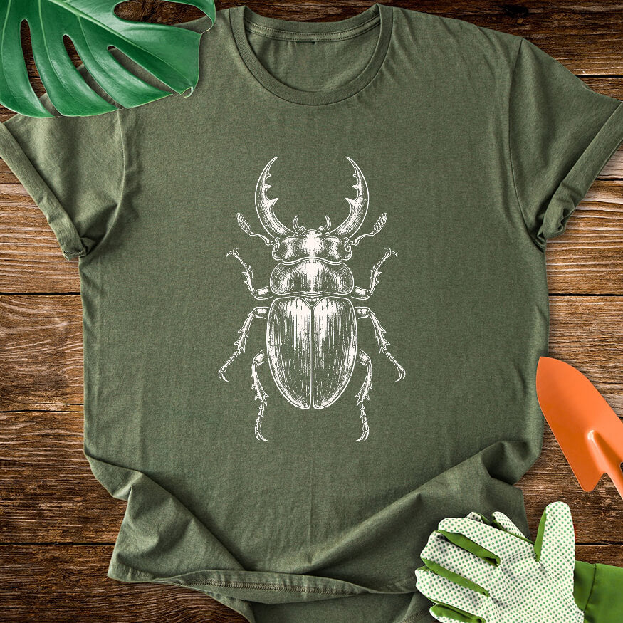 Stag Beetle – Vintage Engraving Line Art T-Shirt