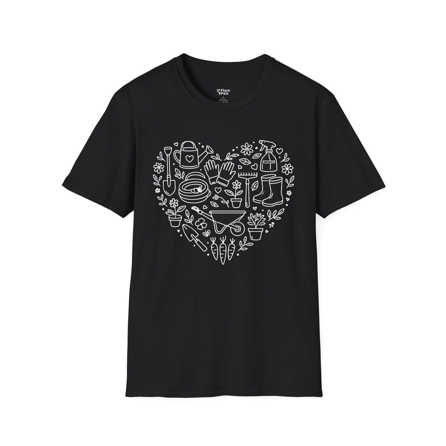 Gardening Tools Heart Line Art T-Shirt