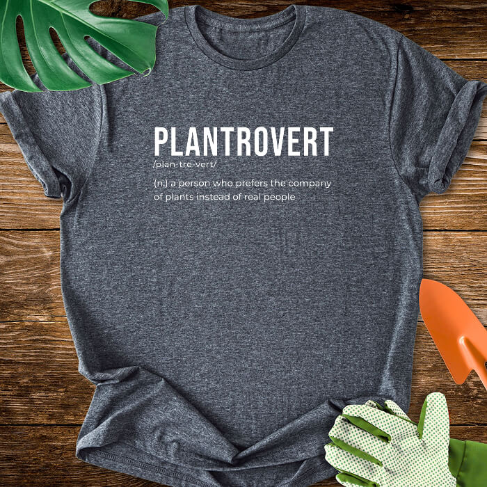 Plantrovert Definition plant lover  t-shirt design dark heather grey