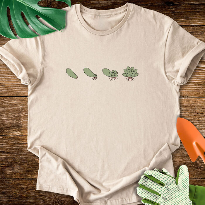 Succulent Propagation Stages  t-shirt design beige