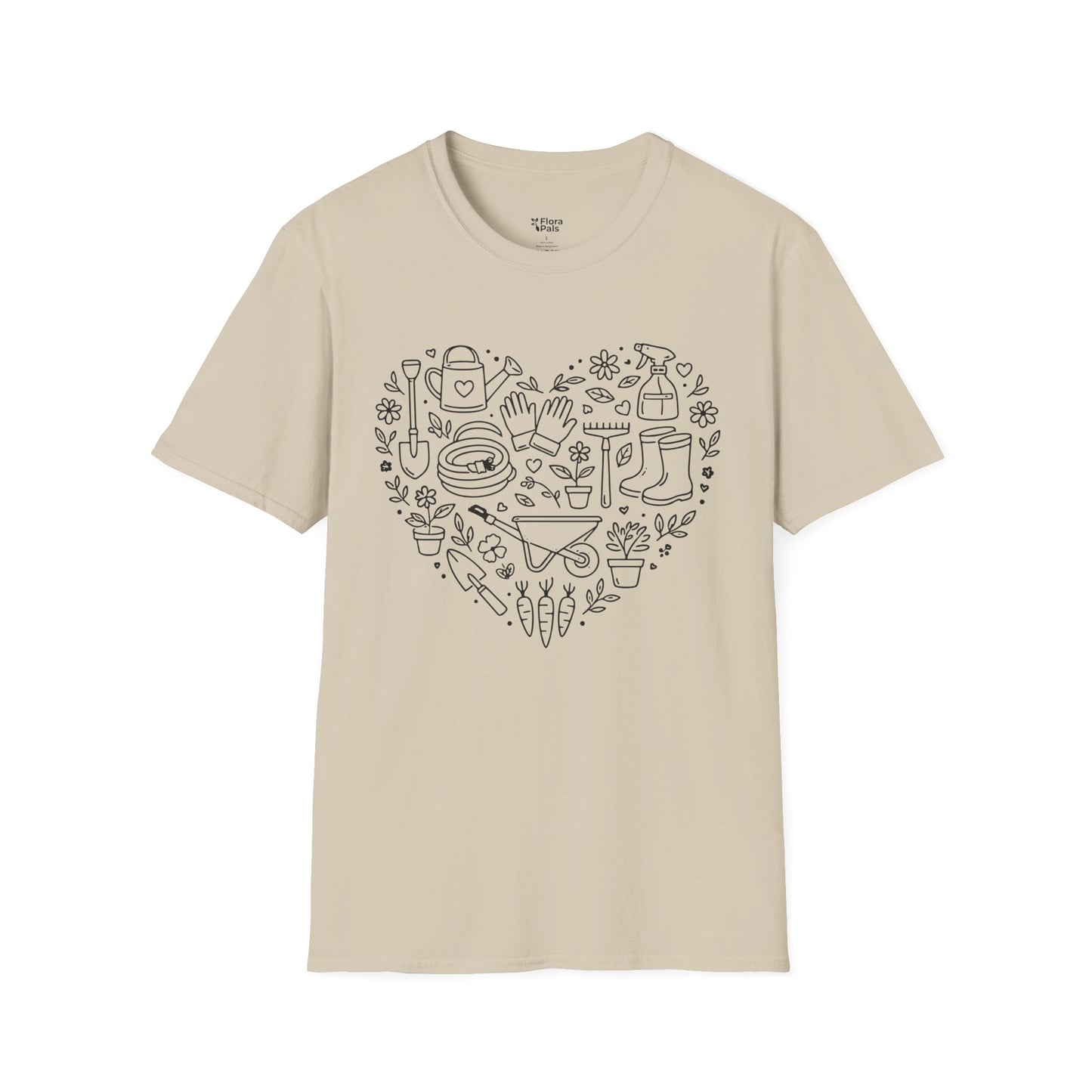 Gardening Tools Heart Line Art T-Shirt